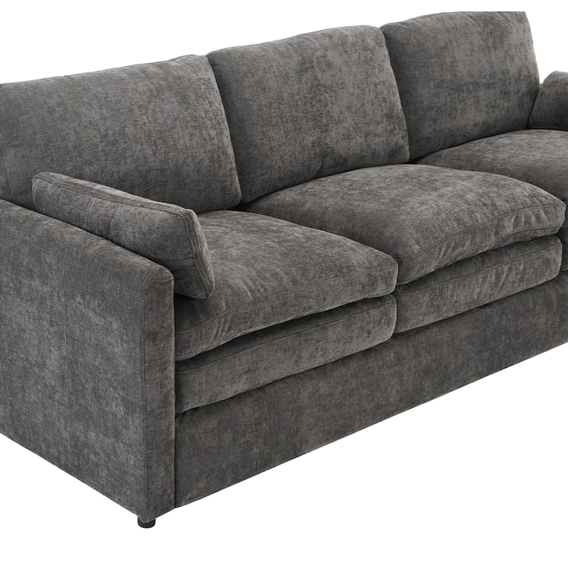 3-Pieces Chenille 6-Seat Sectional Sofa Set with Oversized Cloud Couch and Double Cushions