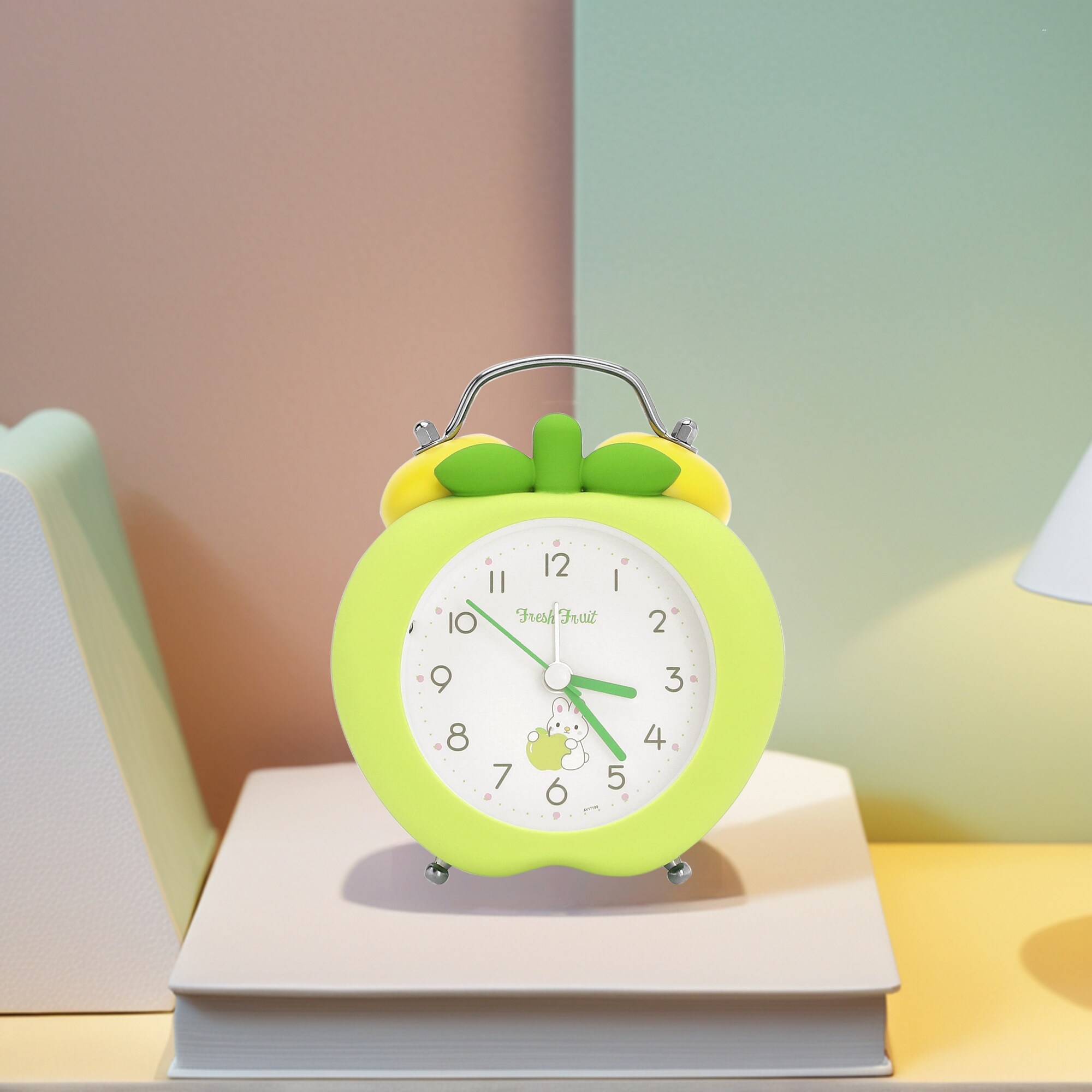 Mechanical Alarm Clock Colorful Cartoon Design, Loud Bell Ring, Silent Non-Tick for Living Room 4.3"Lx 2.4"Wx5.5"H