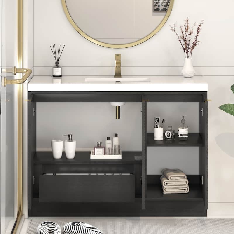 Milano 48" Freestanding Bathroom Vanity with White Acrylic Sink