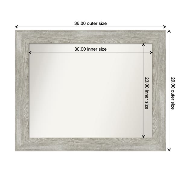 dimension image slide 74 of 113, Dove Greywash Framed Non-Beveled Custom Wall Mirror, Bathroom Vanity Mirror