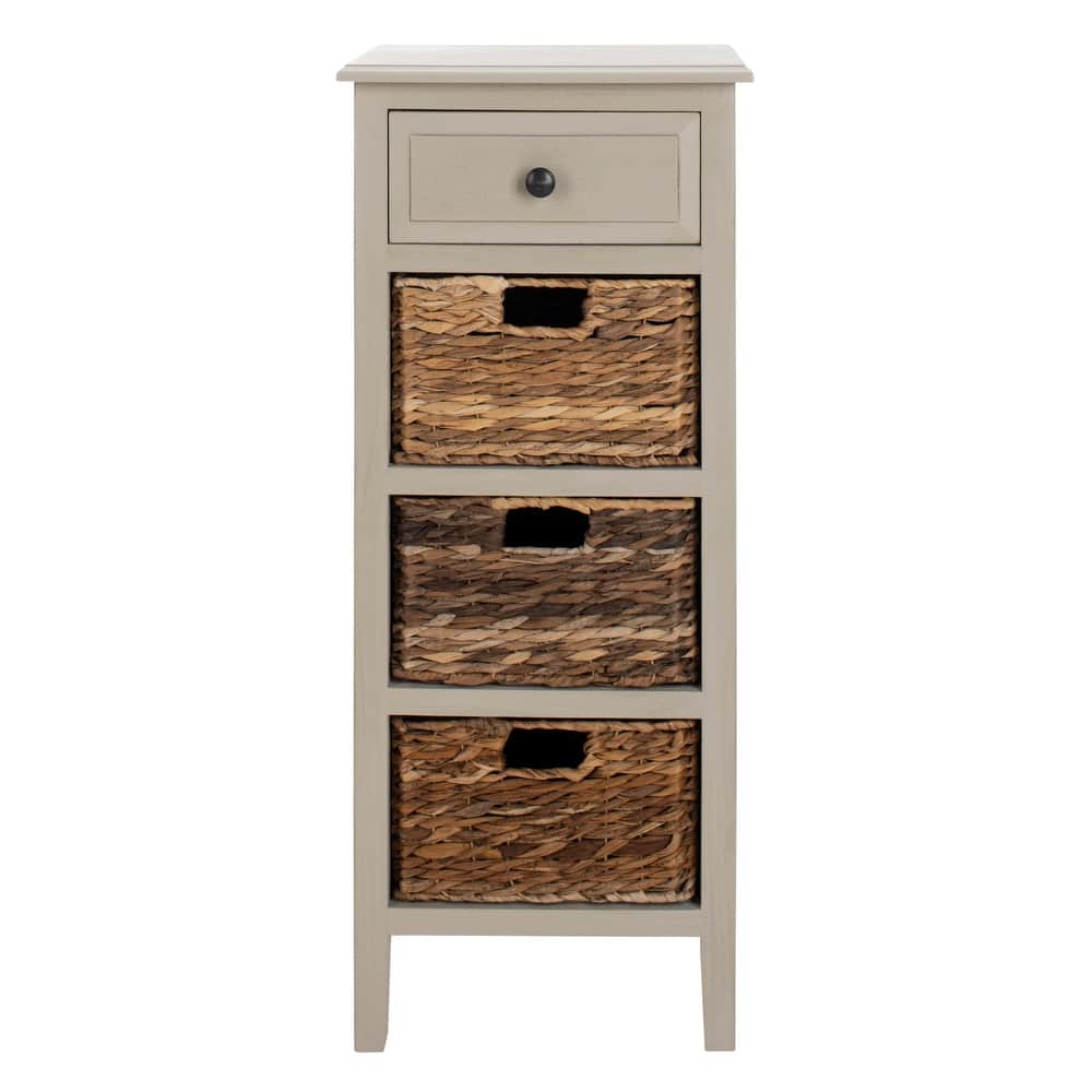 SAFAVIEH Hermine Distressed Black 4-Drawer Storage Side Table - 15" x 11.8" x 35.8" - 15"W x 12"D x 36"H