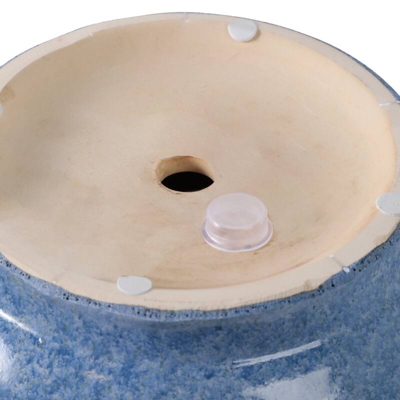 Stoneware Planters Drainage Holes and Glossy Glazed Finish (Set of 2)