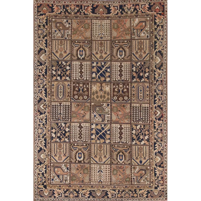 Garden Design Bakhtiari Persian Vintage Rug Hand-Knotted Wool Carpet - 6'10"x 10'2"