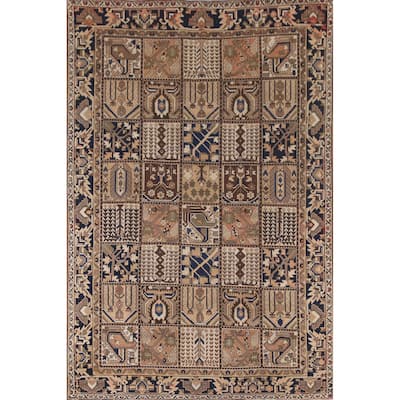 Garden Design Bakhtiari Persian Vintage Rug Hand-Knotted Wool Carpet - 6'10"x 10'2"