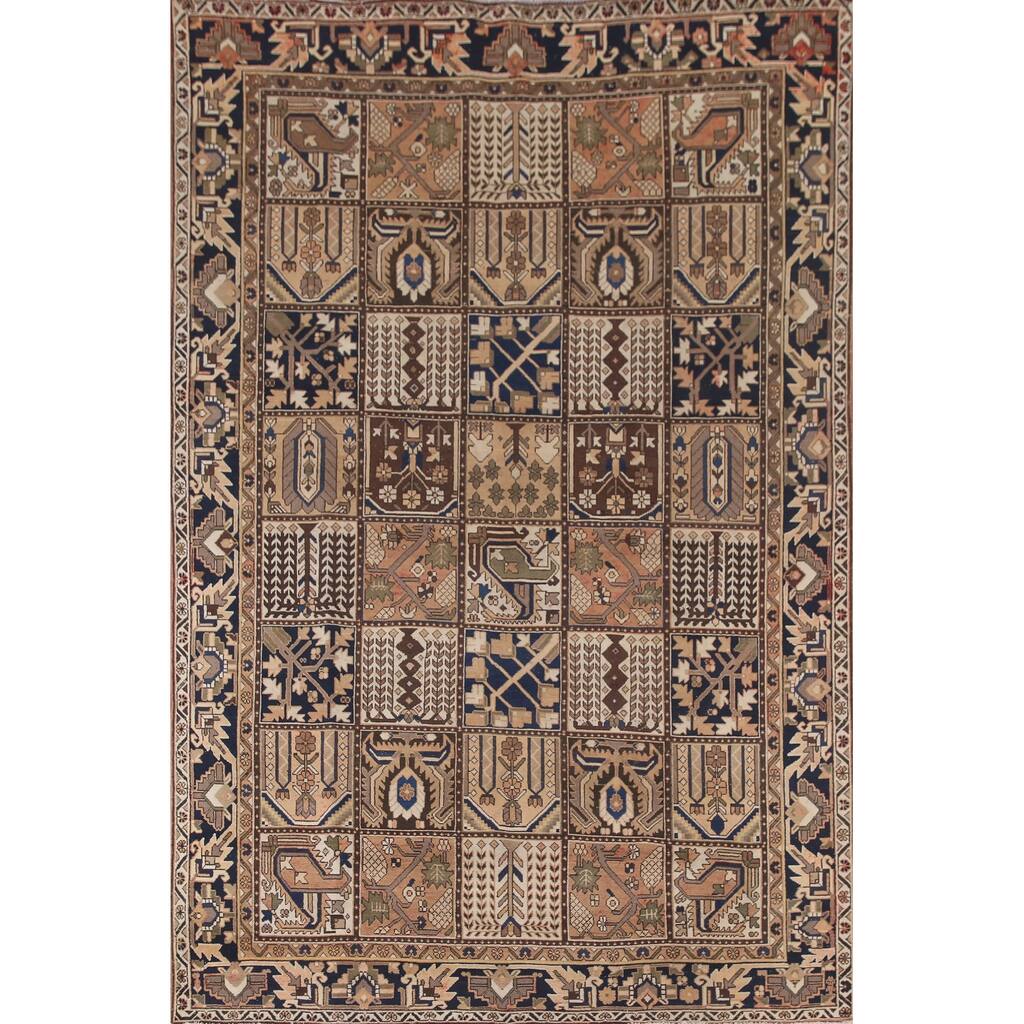 Garden Design Bakhtiari Persian Vintage Rug Hand-Knotted Wool Carpet - 6'10"x 10'2"