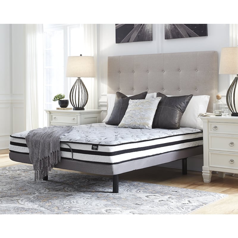 Signature Design by Ashley 8 Inch Chime Innerspring Black/White 2-Piece Twin Mattress Package