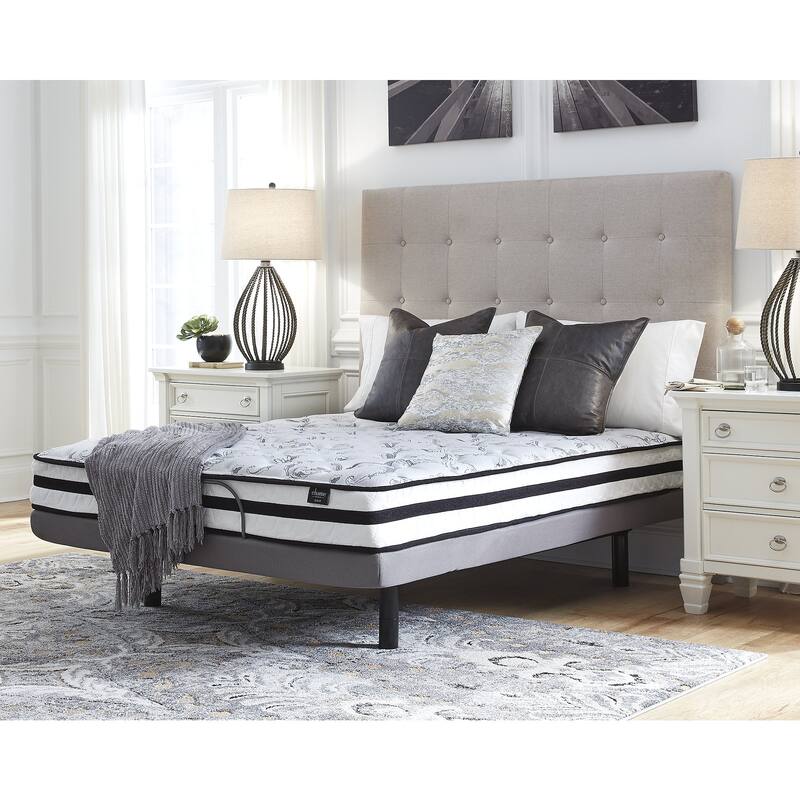 Signature Design by Ashley 8 Inch Chime Innerspring White/Black 2-Piece King Mattress Package