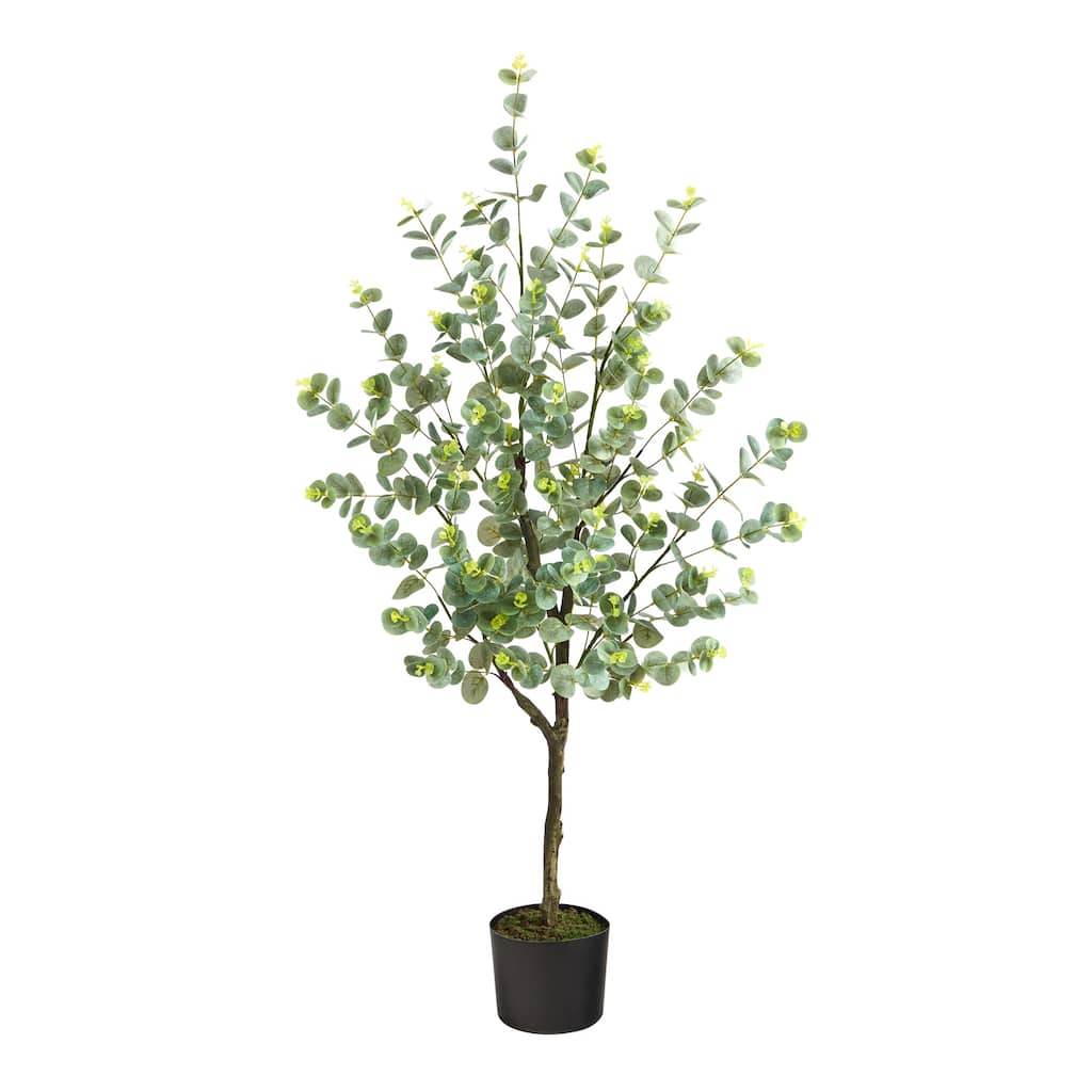 Eucalyptus Artificial Tree 4ft, Realistic Green Indoor Plant, Decorative Home Accent, Low Maintenance Décor - 41-50 Inches