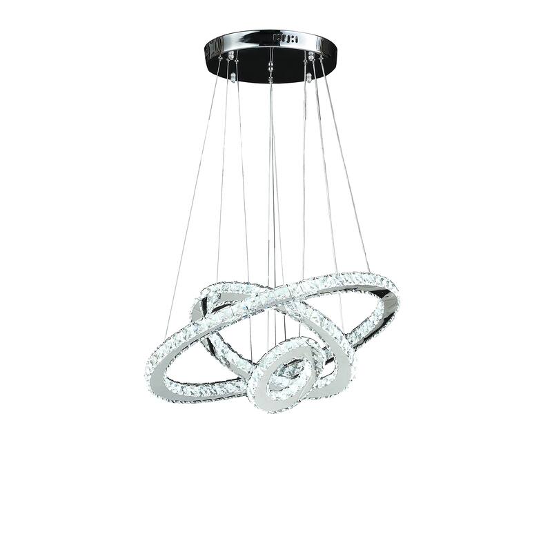 Adjustable Eira Triple Hoop Modern Crystal LED Dimmer Chandelier