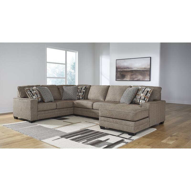 Signature Design by Ashley Cannonbrook Gray 3-Piece Sectional with Chaise - 141" W x 99" D x 40" H - Left Facing