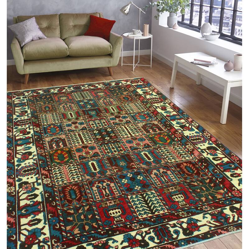 Noori Rug Fine Vintage Bakhtiari Balthild Burgundy/Ivory Rug - 6'8