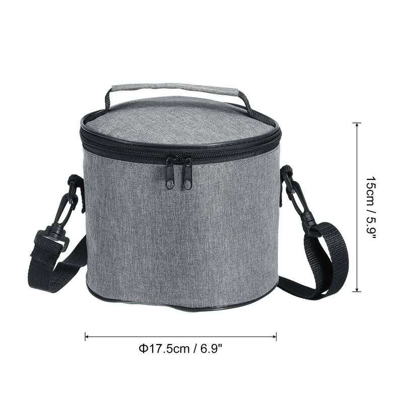 Portable Waterproof Insulated Food Jar Lunch Tote Bag, Grey - Grey-6.9"x5.9"