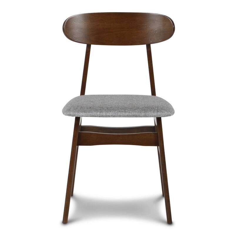 Brown/Gray Fabric Upholstered Wood Frame Dining Chair, Set of 2, Sturdy Dining Chair for Dining Rooms - 17.5
