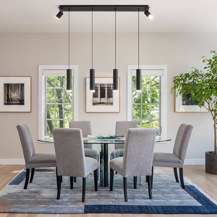 6 - Light Matte Black Kitchen Island Pendant[No Bulb]