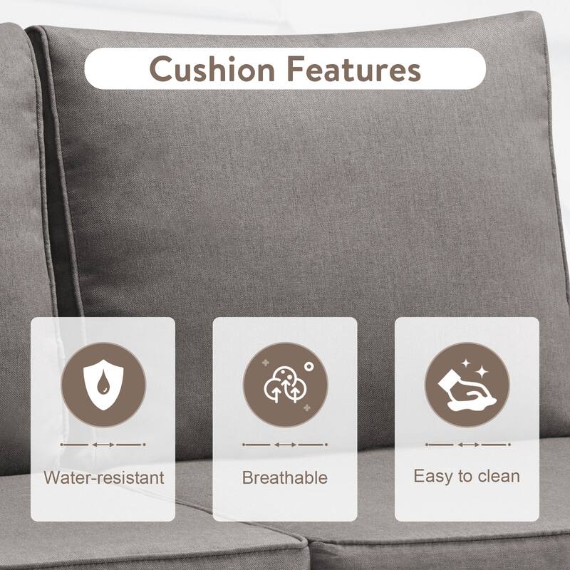 Gymojoy L-Shaped Outdoor Corner Sectional Sofa 6-seats Couch Conversation Set