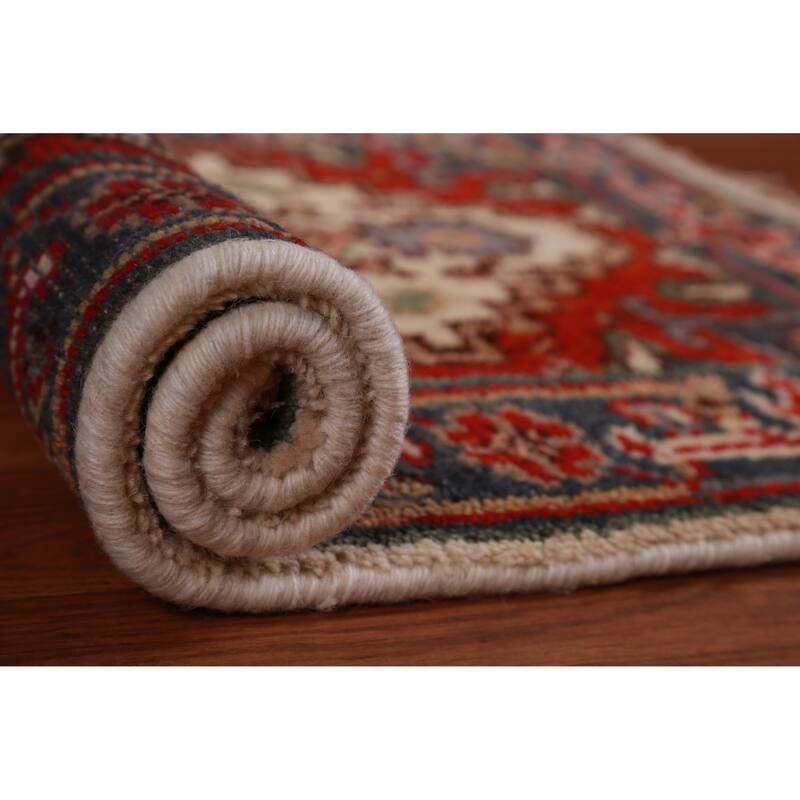 Hand Knotted Oriental 100% Wool Carpet Traditional Medallion Beige & Ivories Heriz (serapi) Area Rug - 3' 0'' X 2' 0''