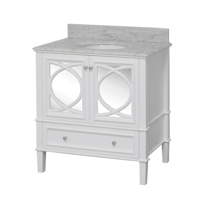 KitchenBathCollection Olivia 36" Bathroom Vanity with Carrara Marble Top