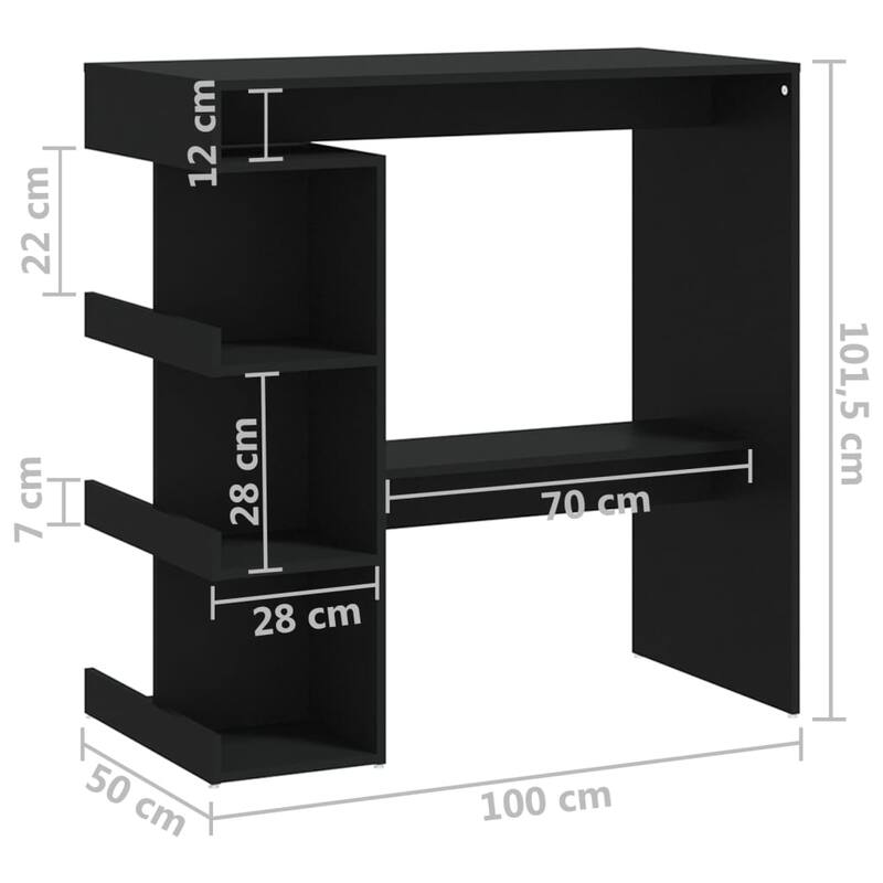 vidaXL Bar Table with Storage Rack 39.4"x19.7"x40" Engineered Wood - 39.4" x 19.7" x 40"