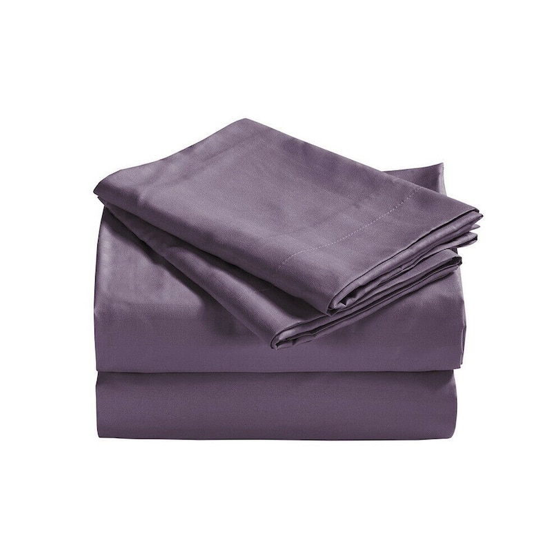 1800 Series Sheets for Bed Dobby Stripe Stay Cool Bed Sheets Deep Pockets Soft - Twin / Twin XL - Eggplant