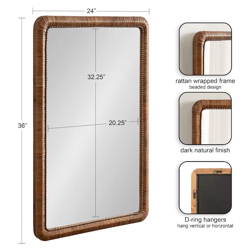 Kate and Laurel Rahfy Beaded Rectangle Framed Mirror - 24x36