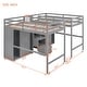 preview thumbnail 8 of 20, Double Twin Loft Beds with Wardrobes and Staircase, Grey - Sturdy & Fun