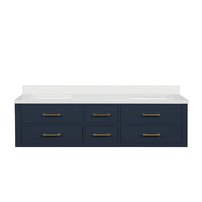 Castor 60 in W x 22 in D Black Double Bath Vanity and Cultured Marble Top