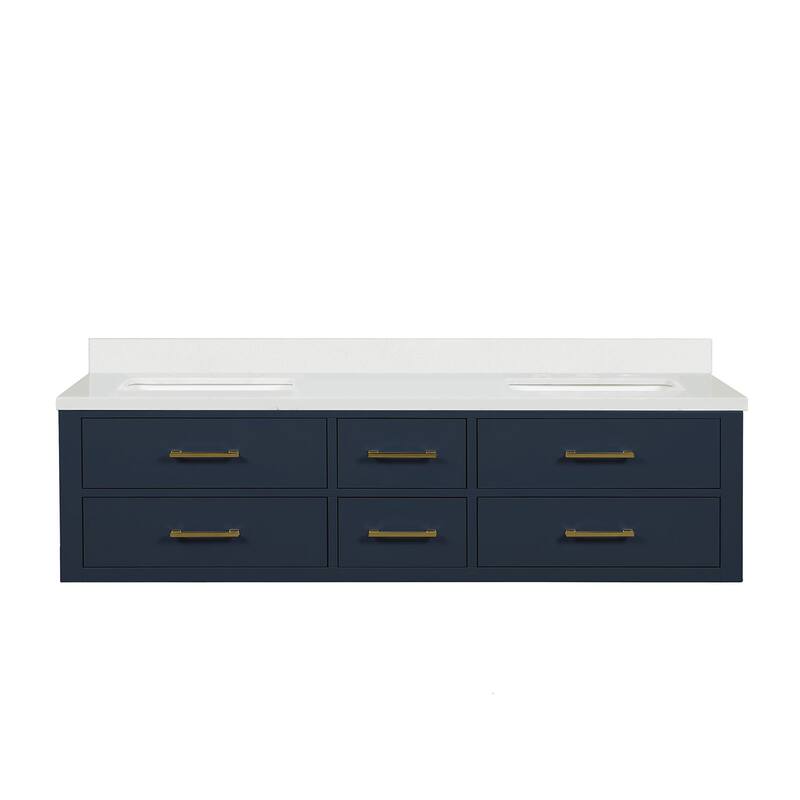 Castor 60 in W x 22 in D Black Double Bath Vanity and White Quartz Top