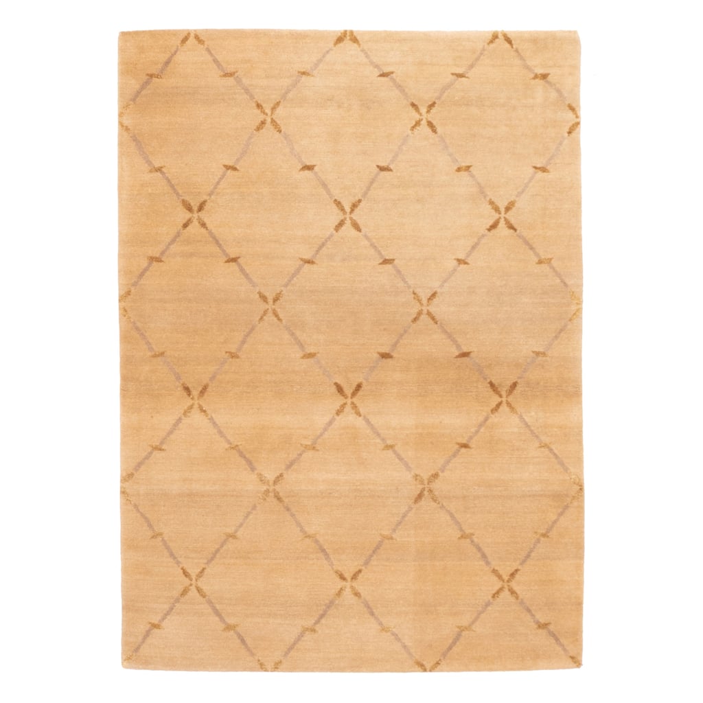 ECARPETGALLERY Hand-knotted Opulence Light Khaki Silk, Wool Rug - 3'4 x 4'8