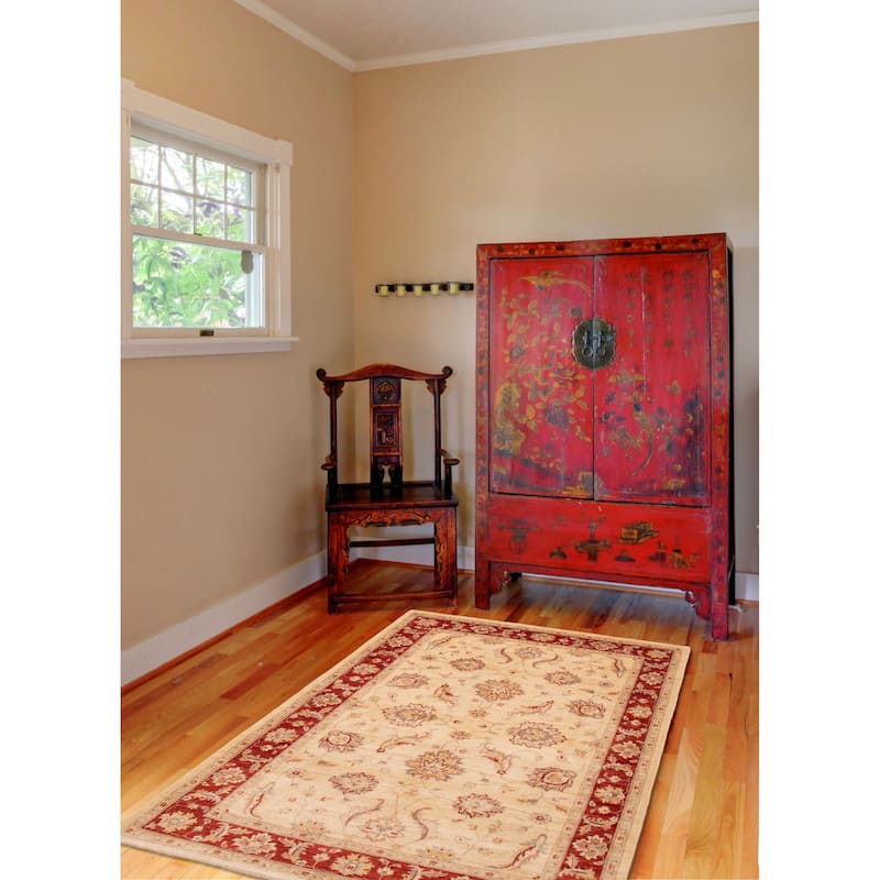 ECARPETGALLERY Hand-knotted Chobi Finest Ivory Wool Rug - 6'0 x 9'0