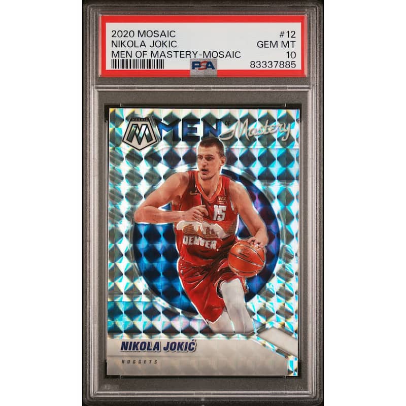 Nikola Jokic 2020 Panini Mosaic Men of Mastery Prizm Card #12 Graded PSA 10 - 8'6" x 11'6"