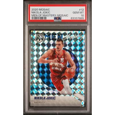 Nikola Jokic 2020 Panini Mosaic Men of Mastery Prizm Card #12 Graded PSA 10 - 8'6" x 11'6"