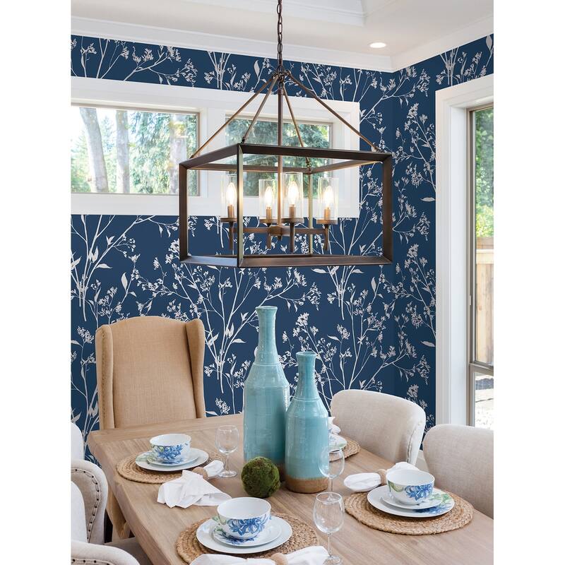 A-Street Prints Southport Navy Delicate Branches Wallpaper