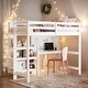 preview thumbnail 2 of 25, Stylish & Simple Twin Size Wooden Loft Bed with Shelves, Desk and Writing Board, Maximized space, Health and Comfort, White