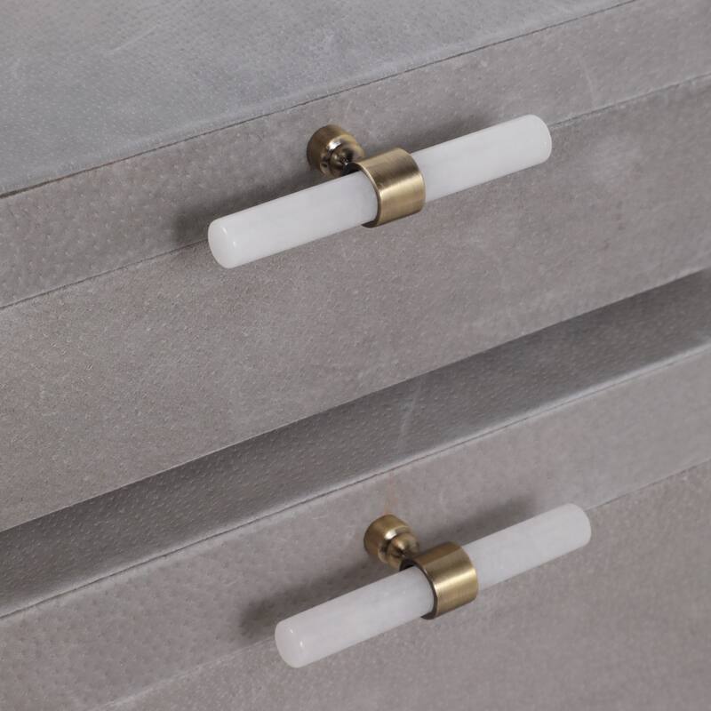 Decorative Wood Box with Lid and Stone Handle - Set of 2, 5", 6" Gray - 14.0"