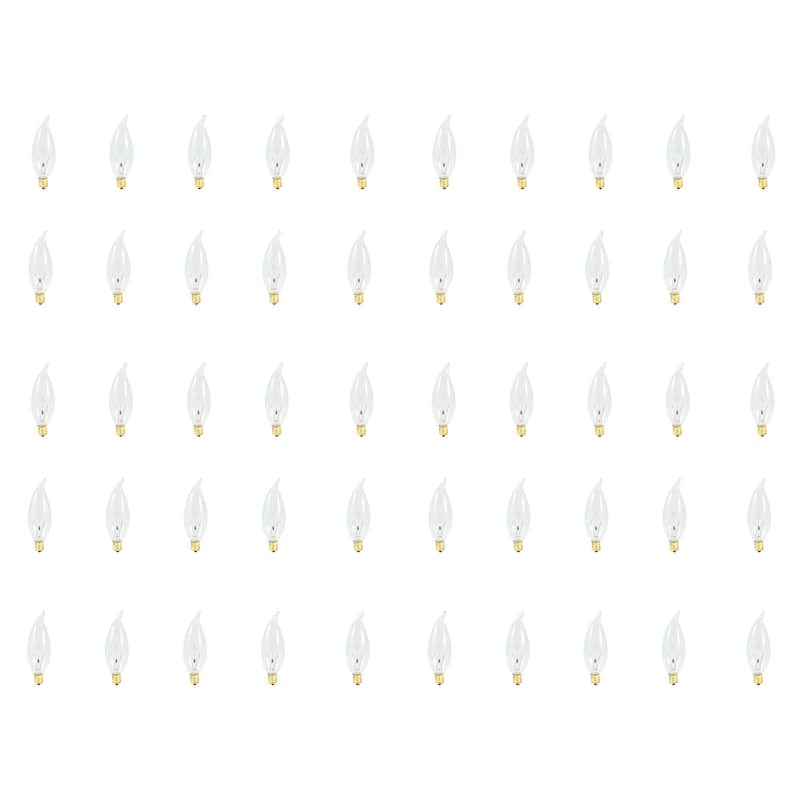 Bulbrite Pack of (50) Dimmable Clear CA10 Candelabra (E12) Incandescent Bulb - 25 Watt - 220 Lumens