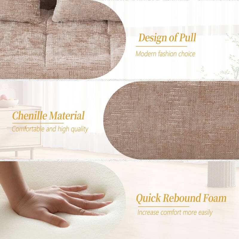 Chenille Loveseat Sofa Upholstered Deep Seat Sofa, Lounge Couch Corner Sofa Minimalist Modular Couches for Apartment