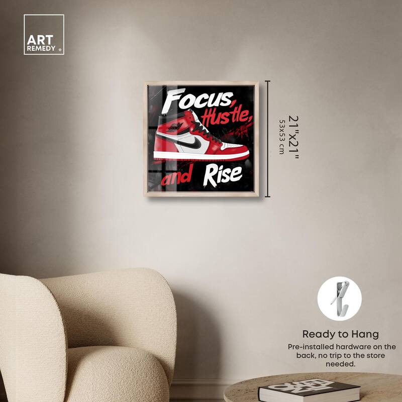 Hustle and Rise Sneaker Red Shadowbox by Art Remedy