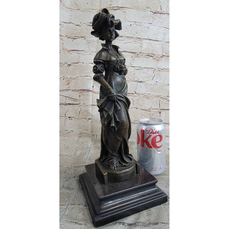 Signed Cesar Ceribelli Les Roses Cly Society Lady W/ Rose Bronze Sculpture