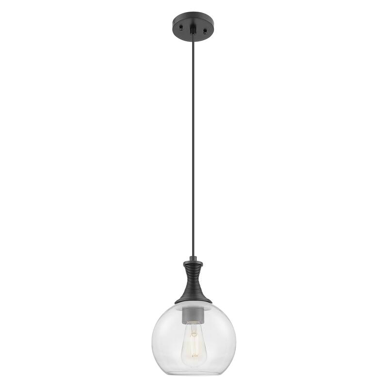 Innovations Lighting Downtown Urban - Astor - 1 Light 8" Metal Detailed Cord Hung Mini Pendant - Clear Shade/Matte Black