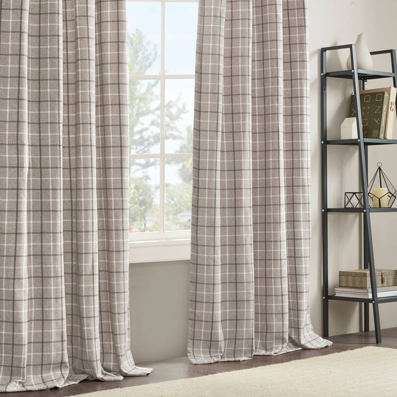 Madison Park Anaheim Plaid Rod Pocket and Back Tab Single Curtain Panel with Fleece Lining