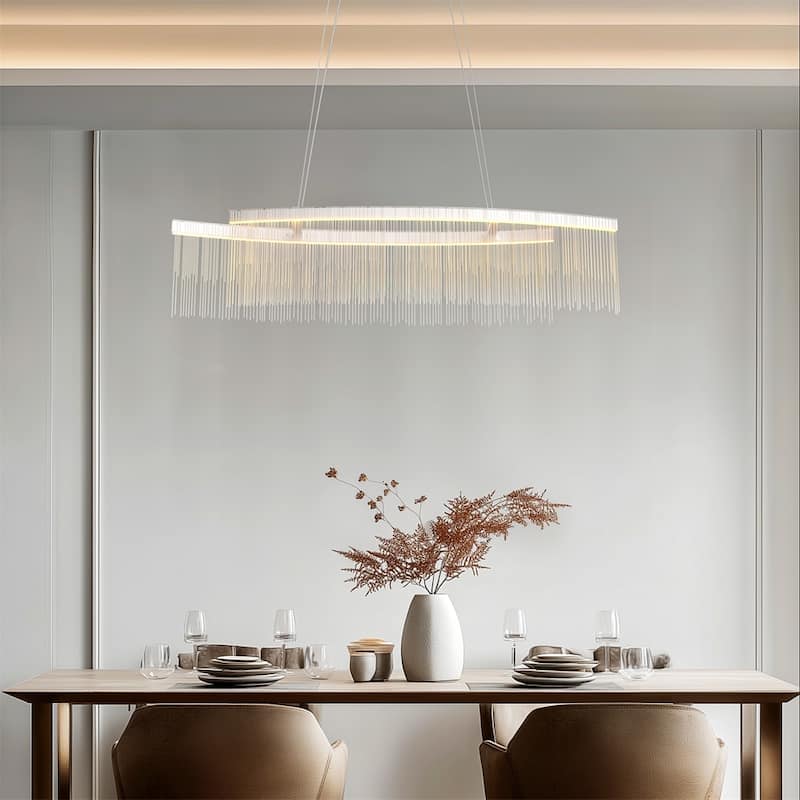 Luxury LED Pendant Light Tassel & Round Linear Chandeliers Dining room