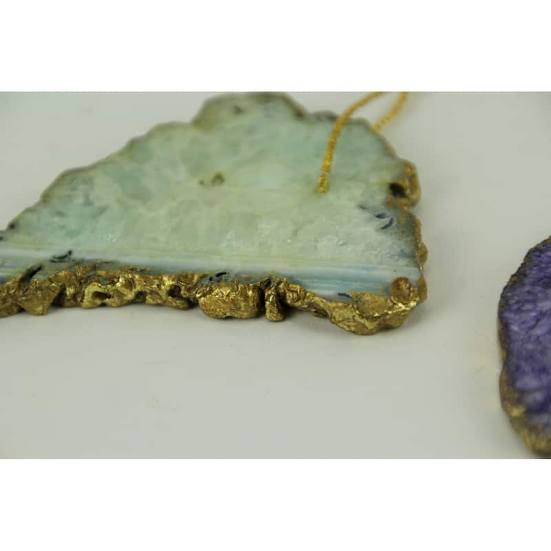 Agate Slice Suncatcher Hanging Ornaments Set Of 3 - 3.25 X 2.25 X 0.25 inches