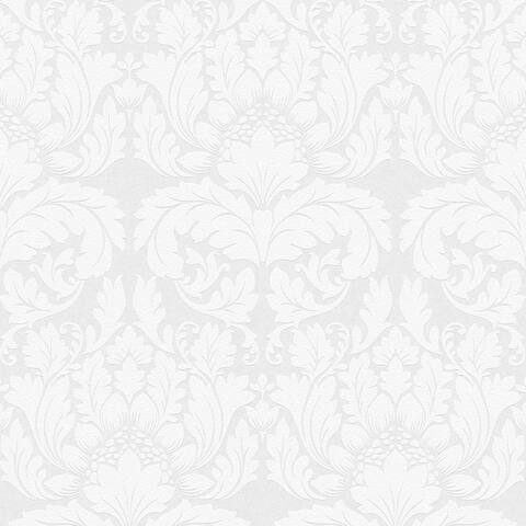 Jan White Damask Paintable Wallpaper - 396in x 20.9in x 0.025in