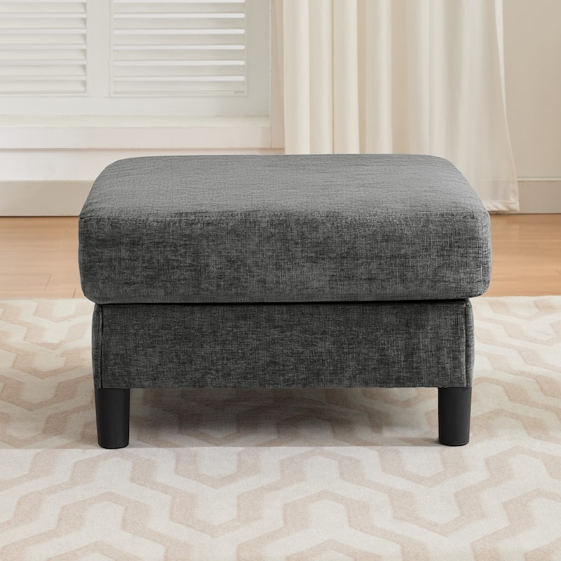 Chenille Upholstered Square Ottoman Footrest