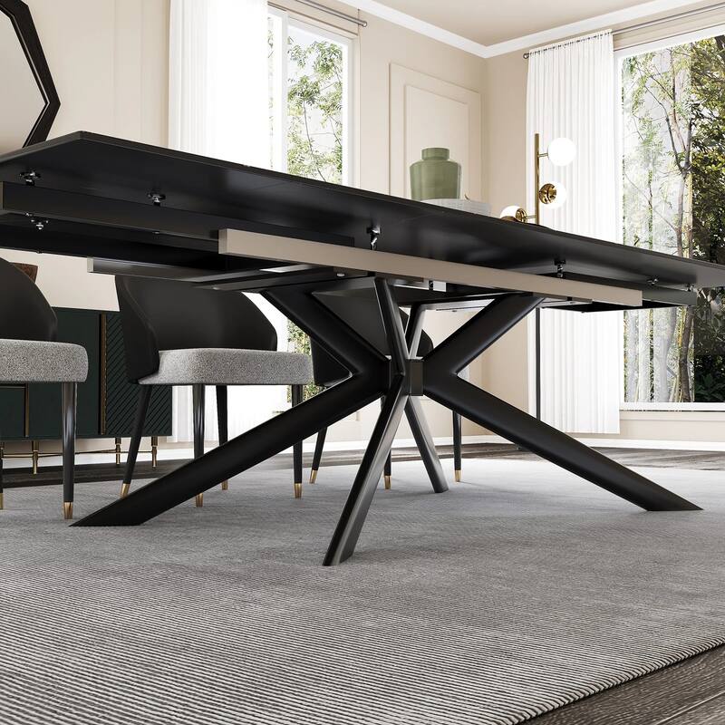9 - Piece 110.24'' Extendable Sintered Stone Dining Table with 8 Chairs Dining Set