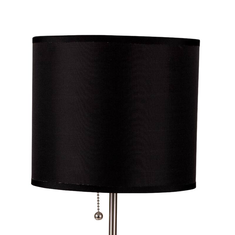 19" Tall Metal Table Lamp with Silver finish, Black Shade