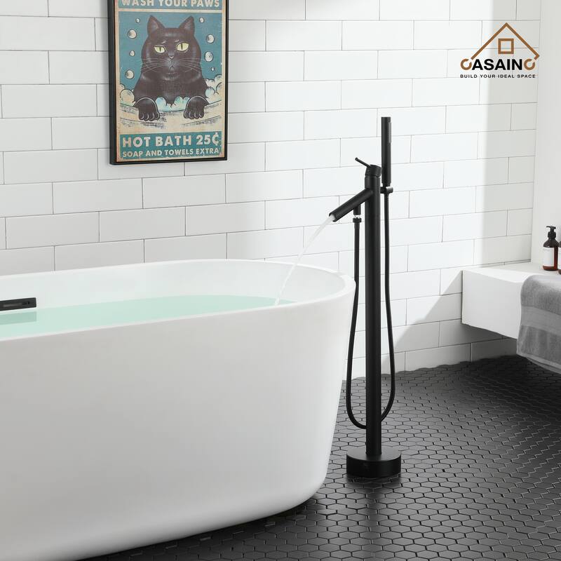 CASAINC Freestanding Single-Handle Bathtub Faucet with Hand Shower