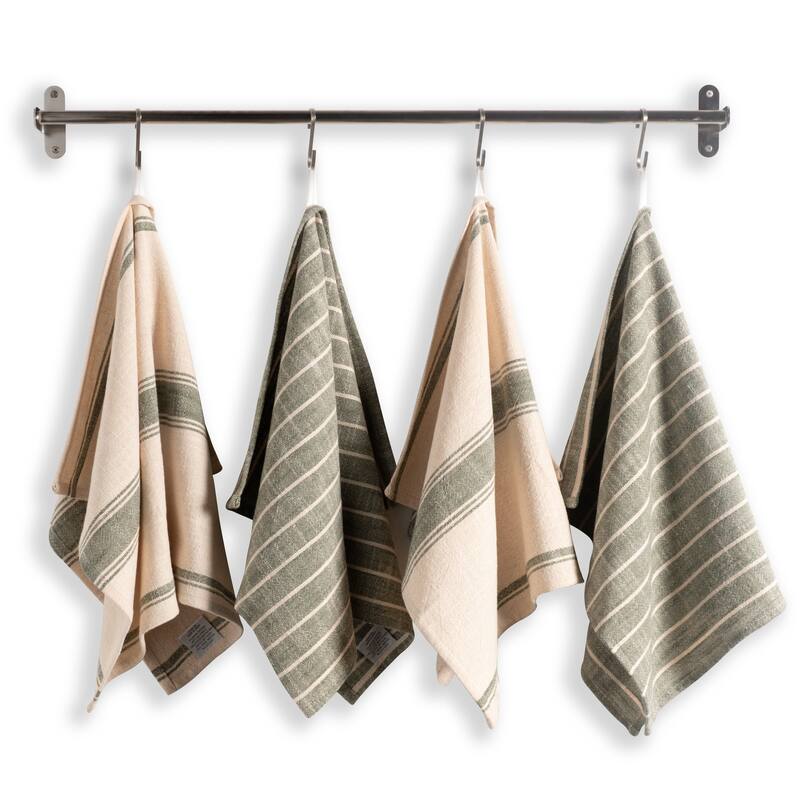 KAF Home Monaco Natural Rustic Slubbed Kitchen Towels, 18" x 28" - Set of 4 - 18" x 28"