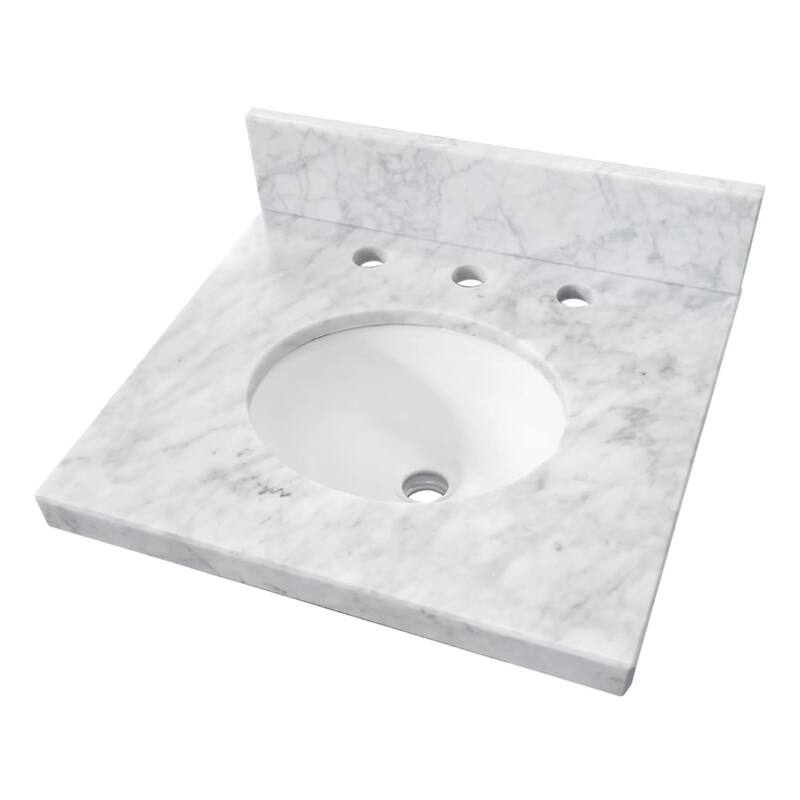Kingston Brass KVPB1917M38 Edwardian 19" Rectangular Brass, Marble - Carrara White