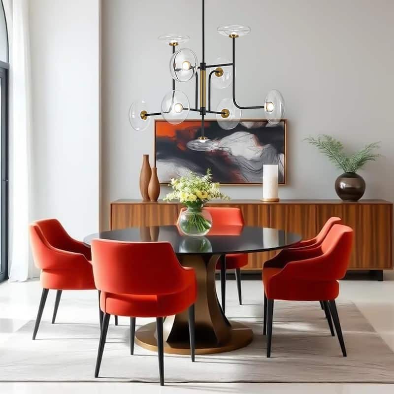 Art Deco 9-Light Sputnik Glass Dimmable LED Chandelier